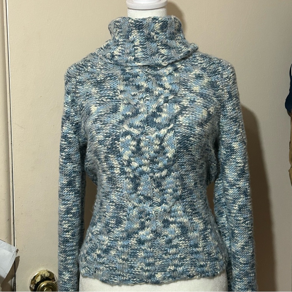 Guess Blue and Cream turtle Neck Sweater